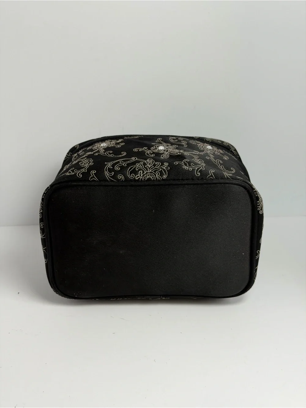 Givenchy Vintage Floral/Atabesque Vine Motif Black Satin Vanity Case